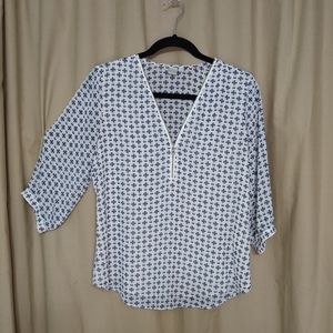 Twik chiffon zip neckline ivory patterned b